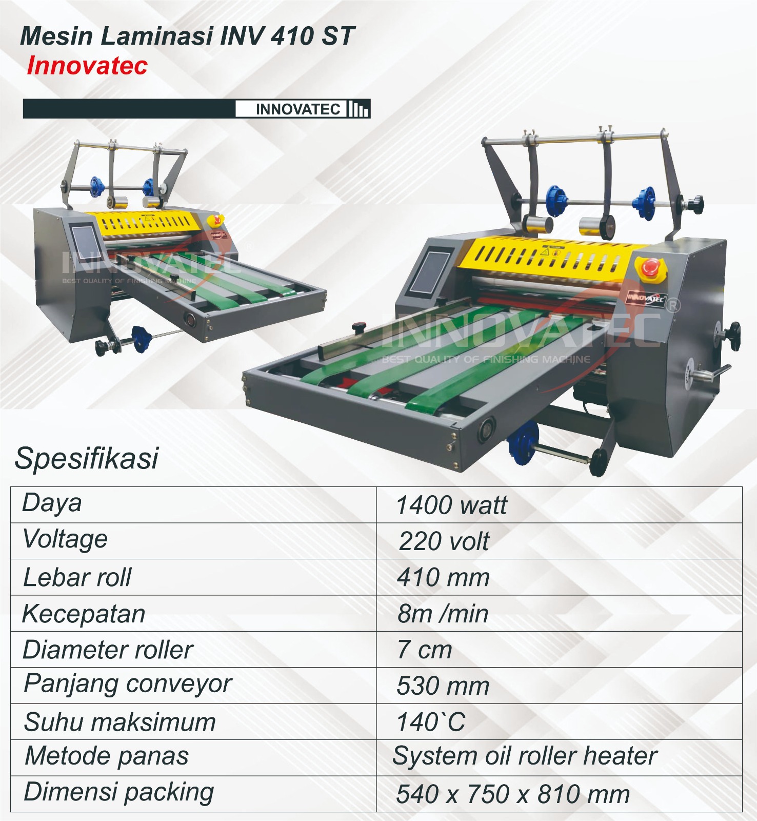 Mesin Laminasi INV 410 ST Innovatec tampak depan